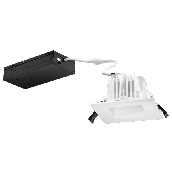 Elco Lighting ERT487CT5W 4" LED High Lumen Square Reflector Insert with 5-CCT Switch & 3-Lumen Switch - White Finish