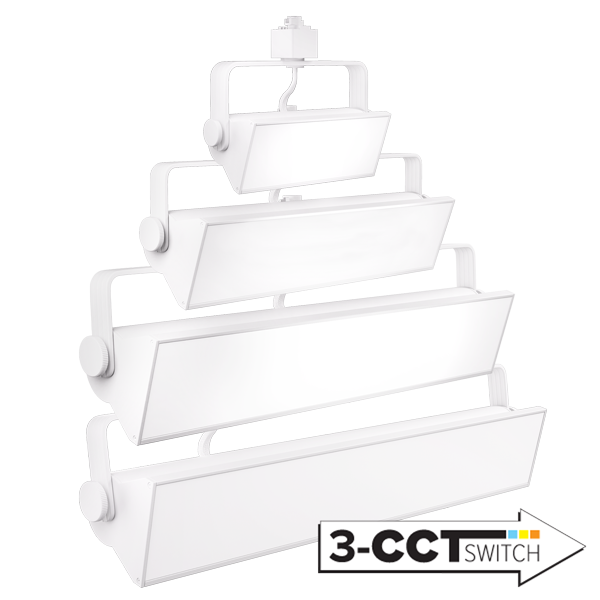 Luminaria de riel para lavado de pared LED Pipe™ de 14 W-58 W y 120 V Elco con interruptor de 3 CCT