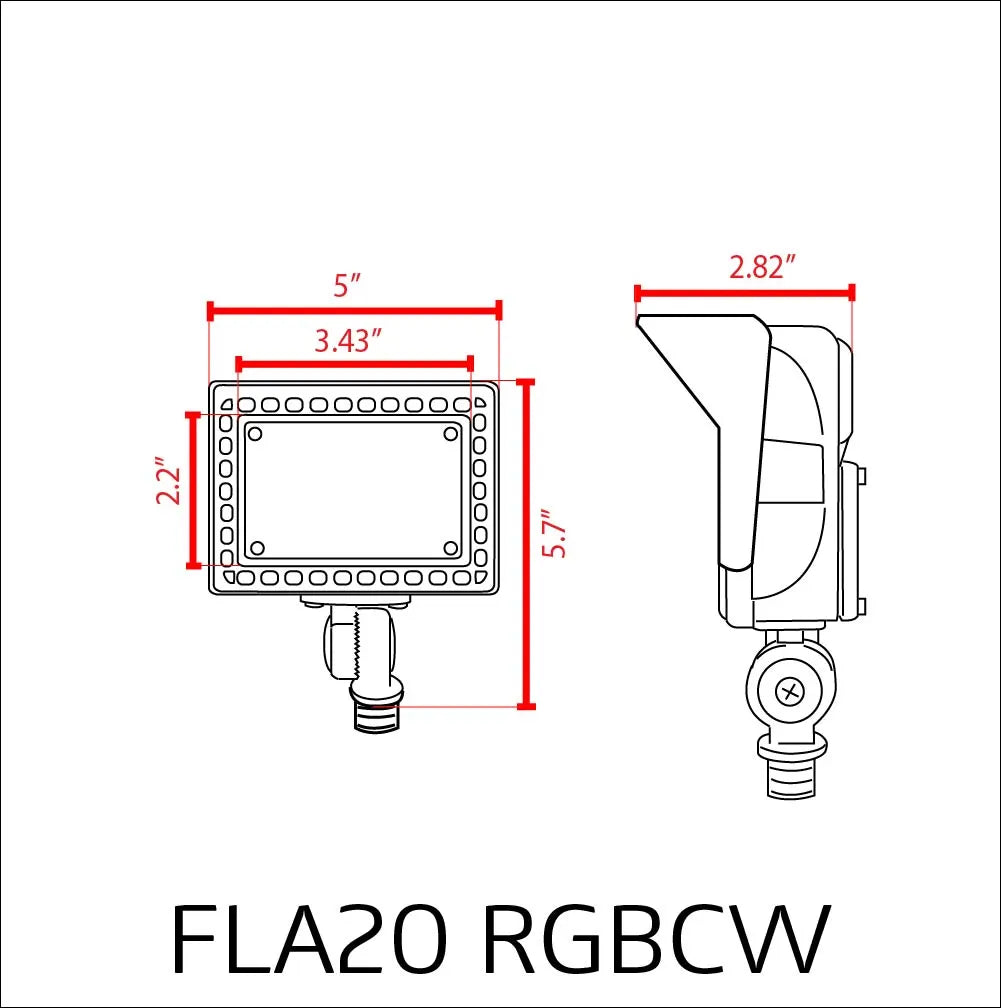ABBA FLA-20-RGBCW 12V 20W RGBCW Smart LED Flood Light