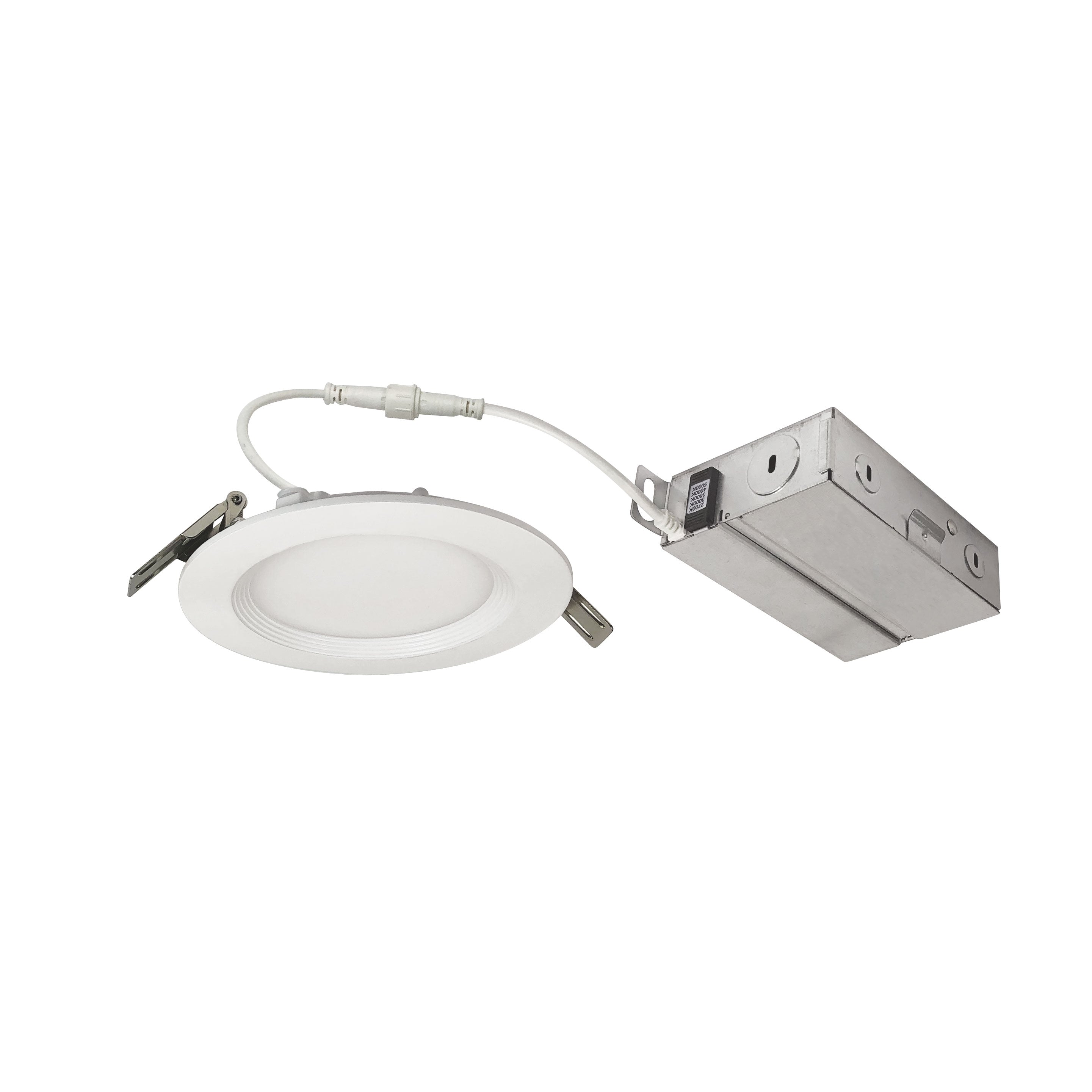 Nora Lighting NEFLINTW-R4MPW 4" FLIN Round Wafer LED Downlight With Selectable CCT, 950lm / 10.5W - Matte Powder White