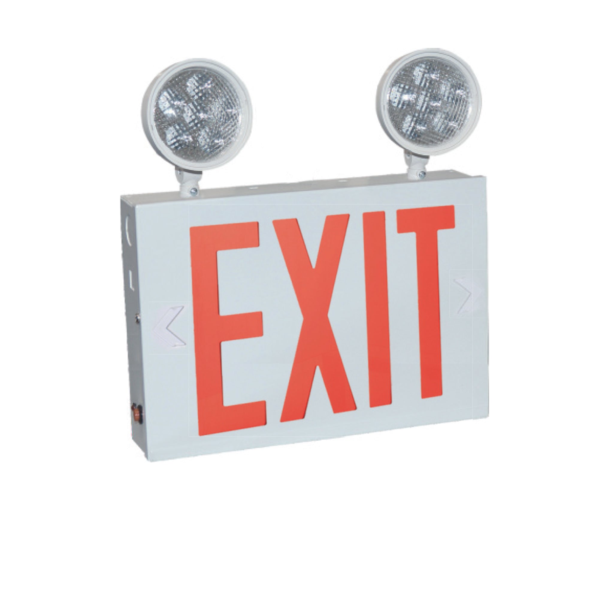 Nora Lighting NEX-751-LED/R2 NYC Approved Steel LED Exit With Two 12W Adjustable Heads, Battery Backup - White