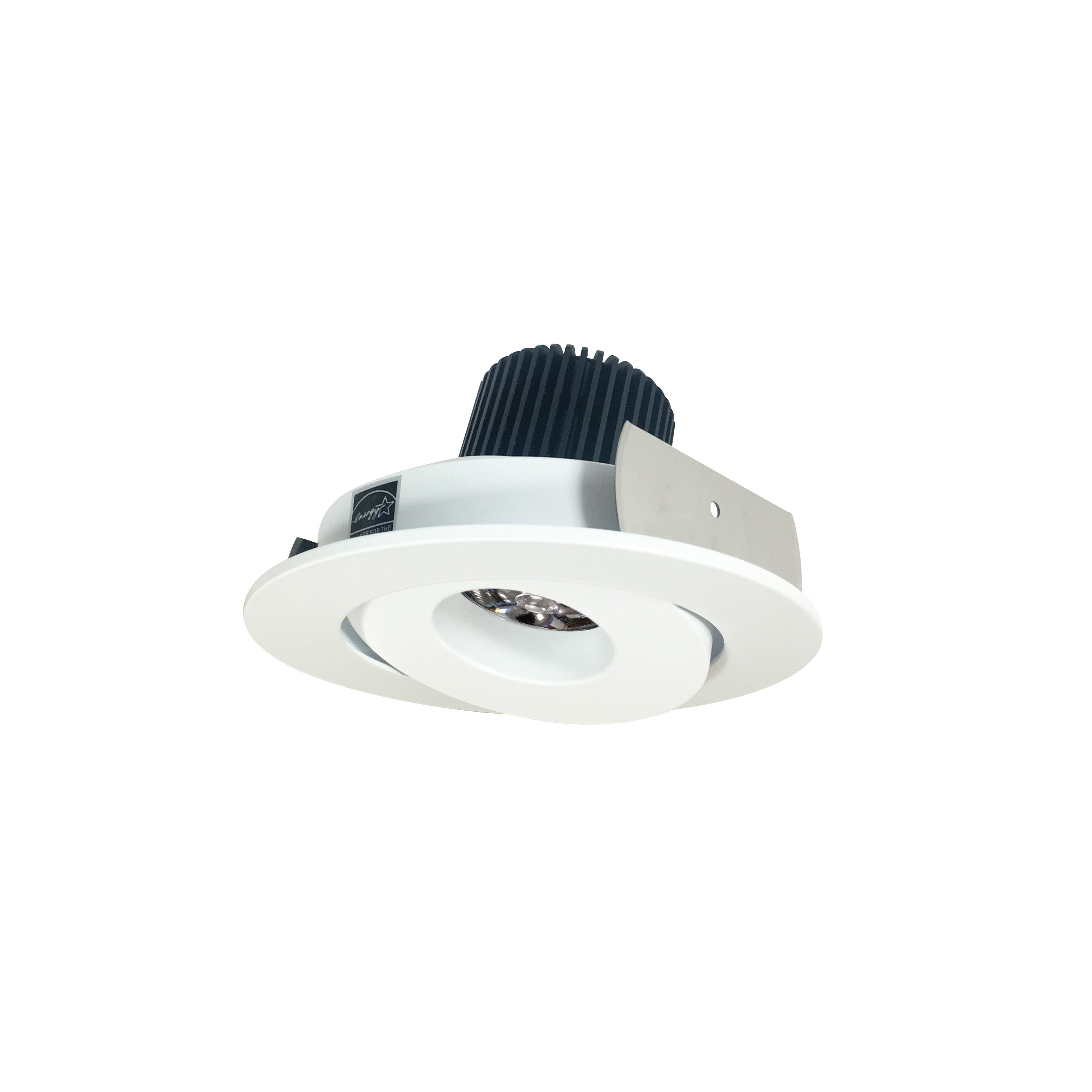 Nora Lighting NIO-4RG40QMPW 4" Iolite LED Round Adjustable Gimbal, 10-Degree Optic, 800lm / 12W, 4000K - Matte Powder White