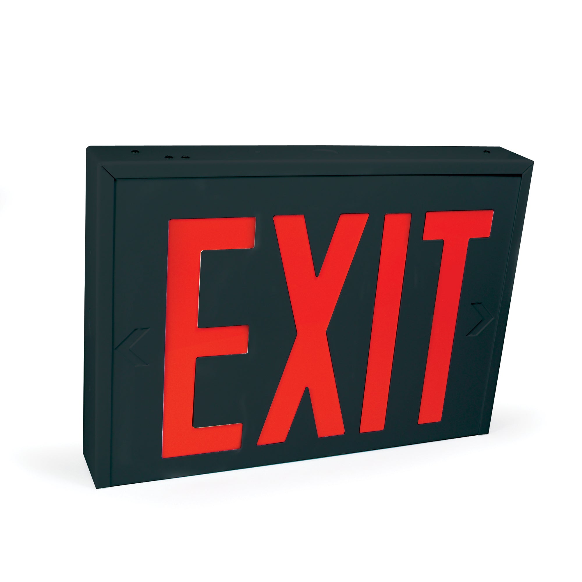 Nora Lighting NX-550-LEDU/RB Steel Body NYC Approved Exit Signs, 8" Red Letters / Black Housing, Battery Backup, 1F/2F | NX-550-LEDU/RB