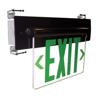 Nora Lighting NX-815-LEDRMA Recessed Adjustable LED Edge-Lit Exit Sign, Battery Backup, 6" Red Letters, Single Face, Mirrored Acrylic, Aluminum Housing