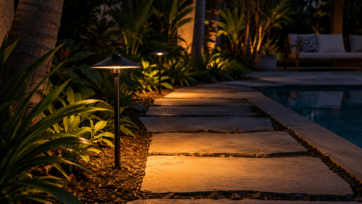 ABBA Lighting USA PLB26-DB Heavy-Duty Cast Brass Dome Path Light, 12V Low-Voltage, IP65 - Dark Brass Finish