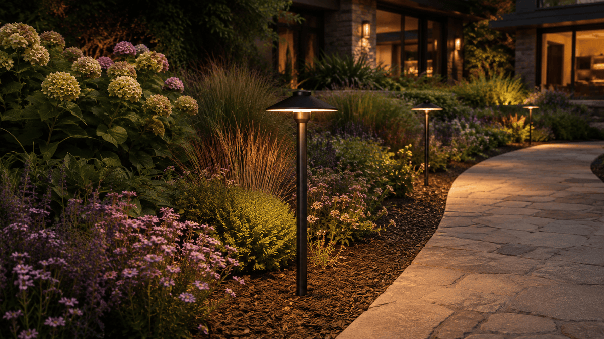 ABBA Lighting USA PLB26-DB Heavy-Duty Cast Brass Dome Path Light, 12V Low-Voltage, IP65 - Dark Brass Finish