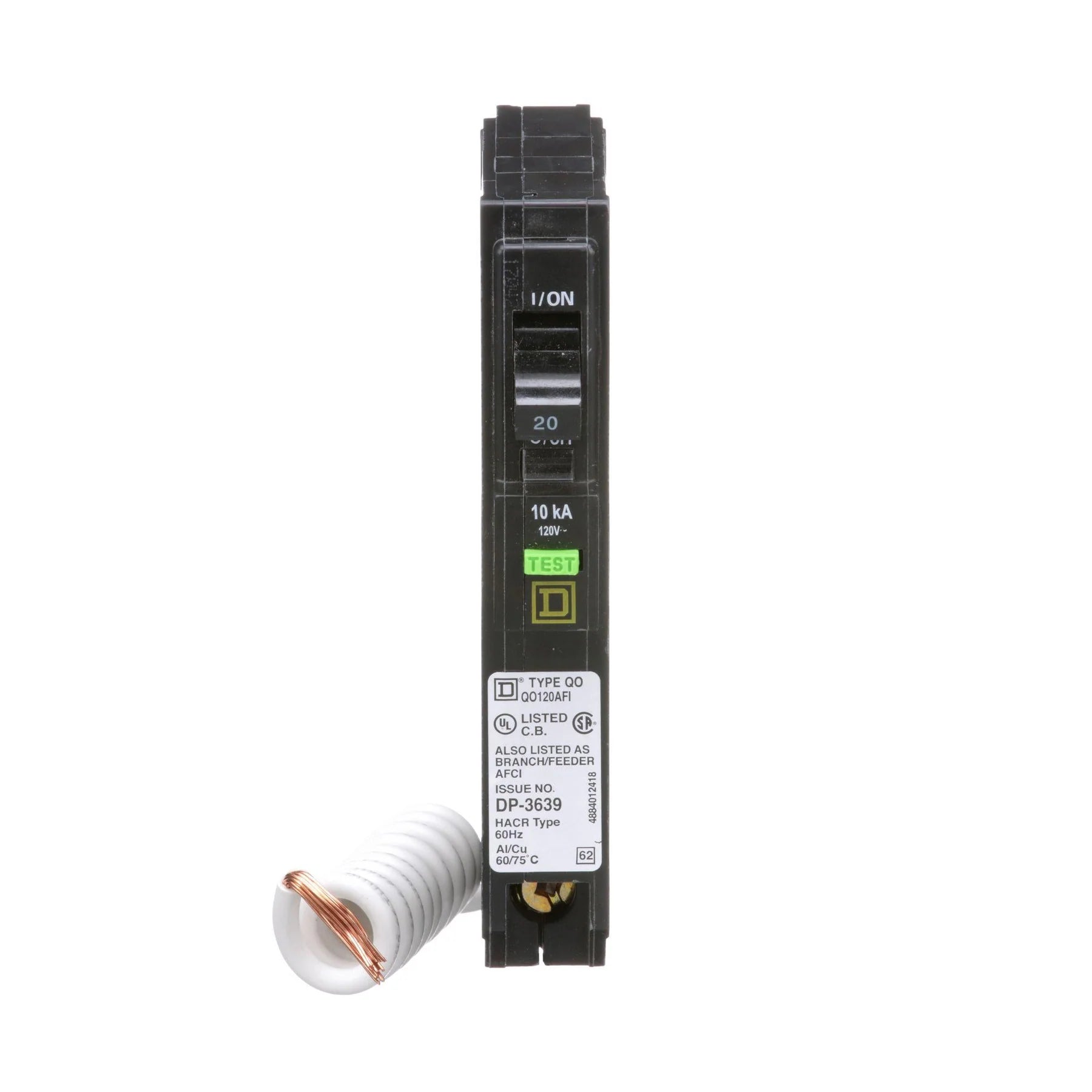 Square D QO120AFI 20-Amp 1-Pole QO Arc-Fault Circuit Breaker