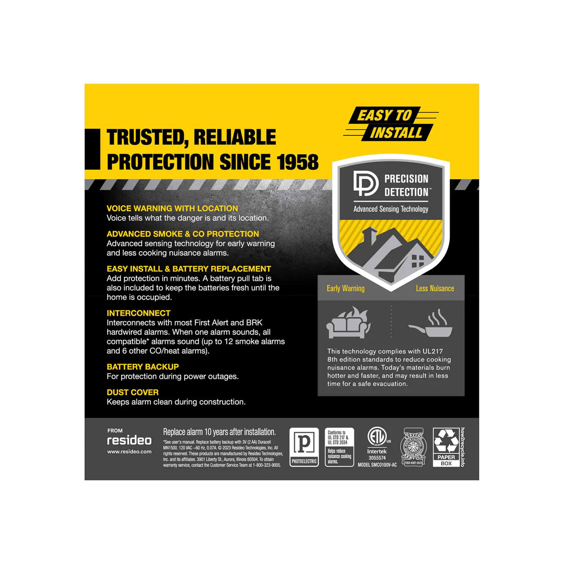 BRK SMCO100V-AC BRK Interconnect Hardwire Combination Smoke & Carbon Monoxide Alarm with Voice Alerts (12-pack)