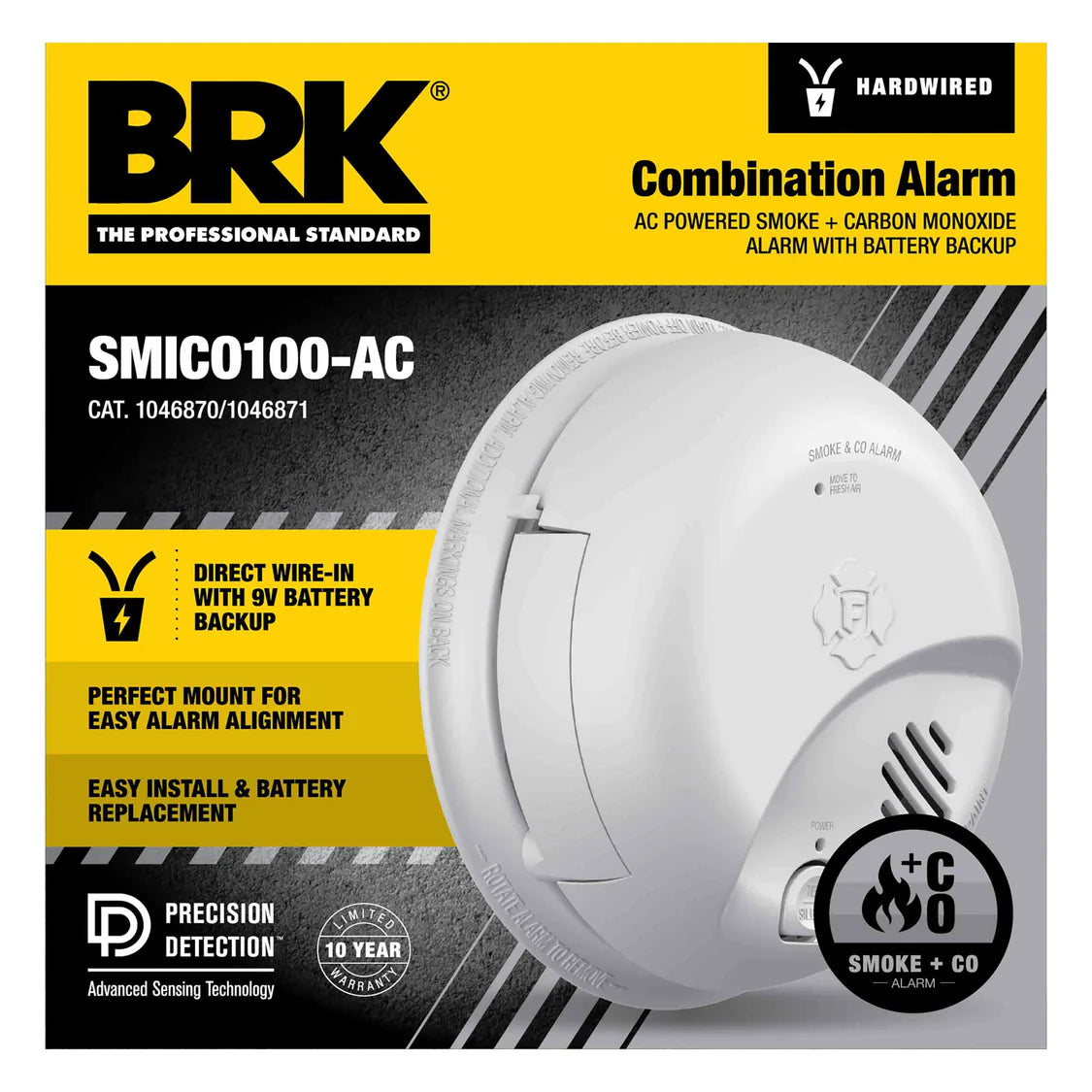BRK SMICO100-AC BRK Interconnect Hardwire Combination Smoke & Carbon Monoxide Alarm (12-pack)