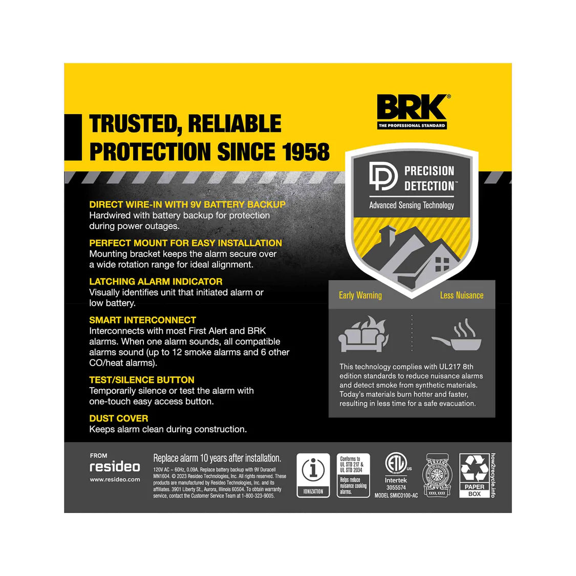 BRK SMICO100-AC BRK Interconnect Hardwire Combination Smoke & Carbon Monoxide Alarm (12-pack)