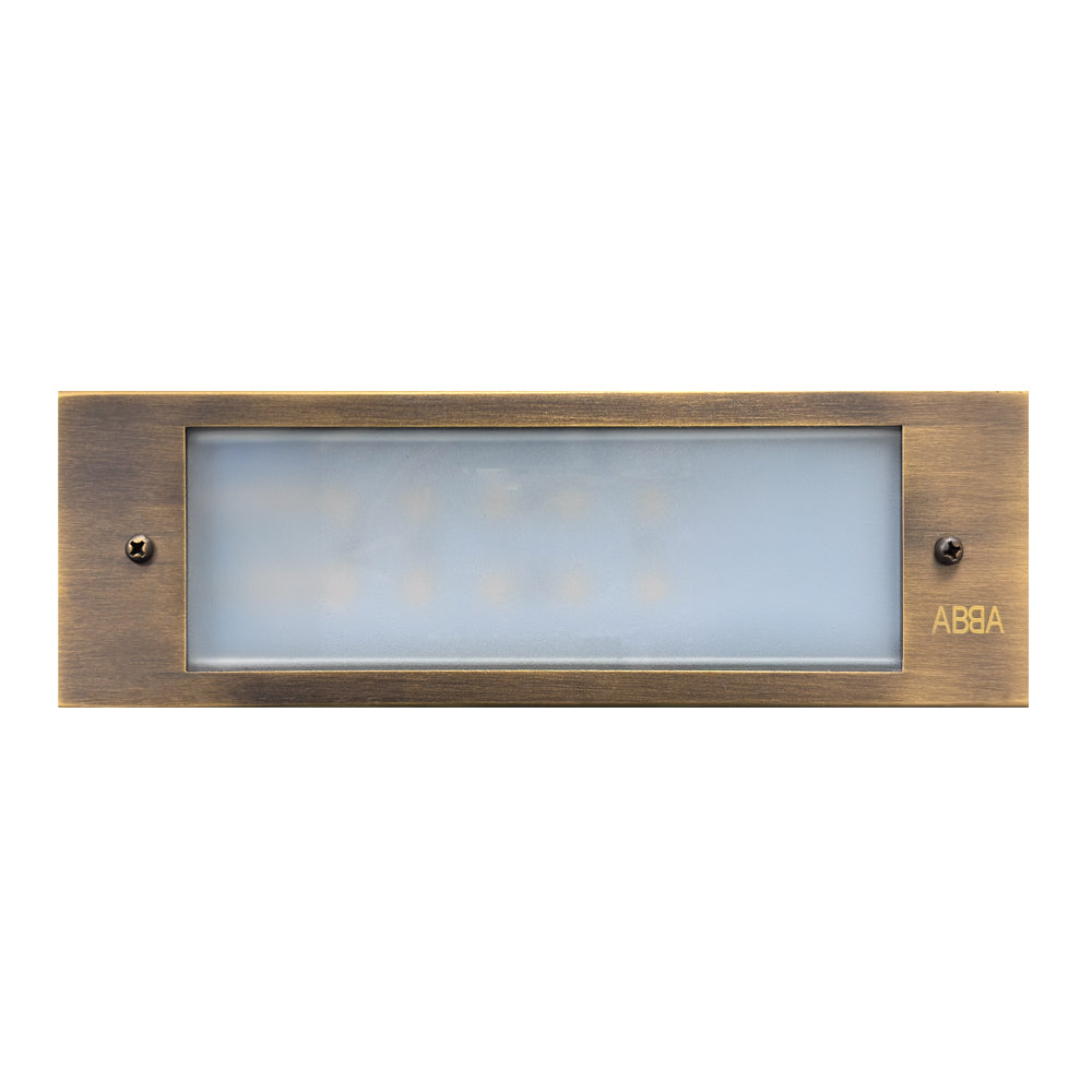 ABBA Lighting STB10 Integrated Brass Step Light, 4W LED, 3000K Warm White, 360 Lumens, 12V AC/DC, IP65 - Natural Brass Finish