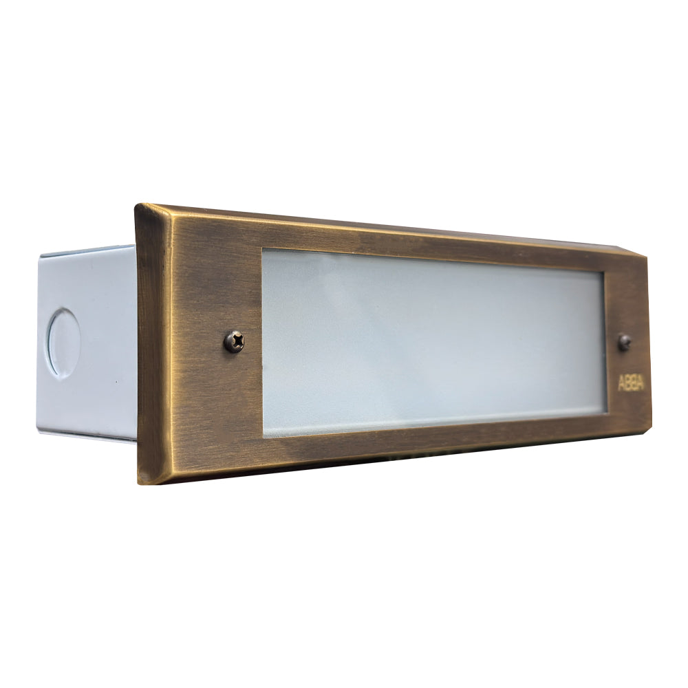 ABBA Lighting STB10 Integrated Brass Step Light, 4W LED, 3000K Warm White, 360 Lumens, 12V AC/DC, IP65 - Natural Brass Finish