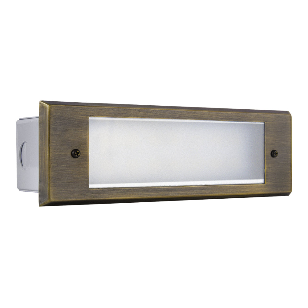 ABBA Lighting STB10 Integrated Brass Step Light, 4W LED, 3000K Warm White, 360 Lumens, 12V AC/DC, IP65 - Natural Brass Finish