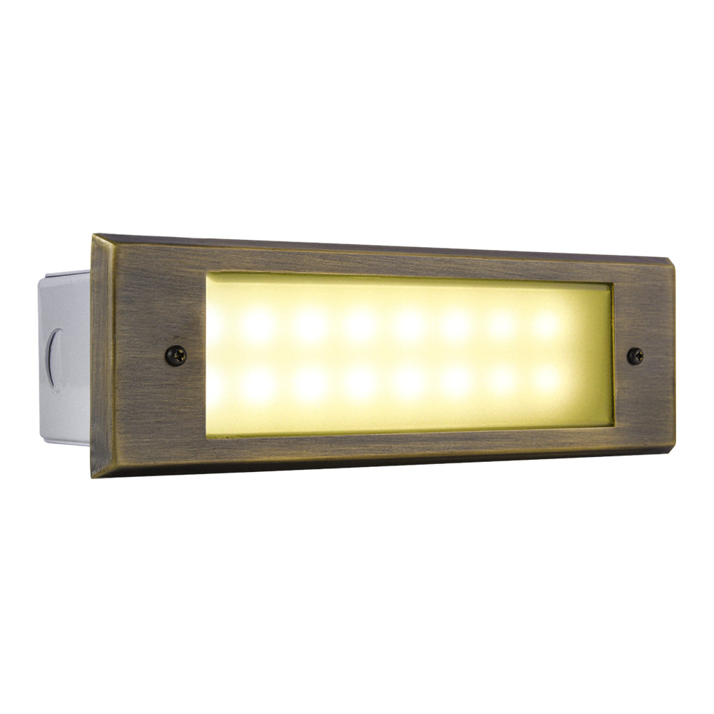 ABBA Lighting STB10 Integrated Brass Step Light, 4W LED, 3000K Warm White, 360 Lumens, 12V AC/DC, IP65 - Natural Brass Finish