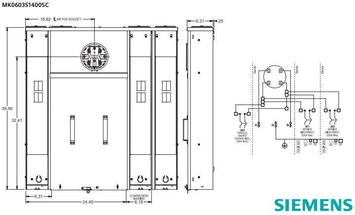 Siemens MK0603S1400SC 400-Amp Ring Type OH/UG Solar Load Center
