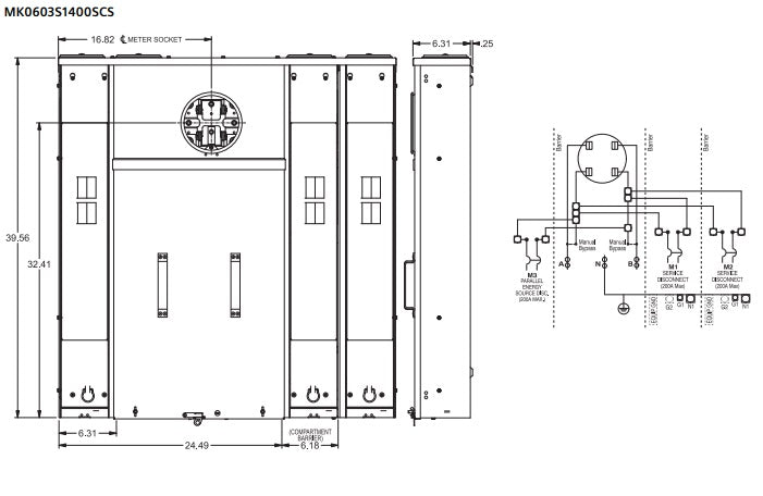 Siemens MK0603S1400SCS 400-Amp Ring Type OH/UG Solar Load Center With Manual Bypass