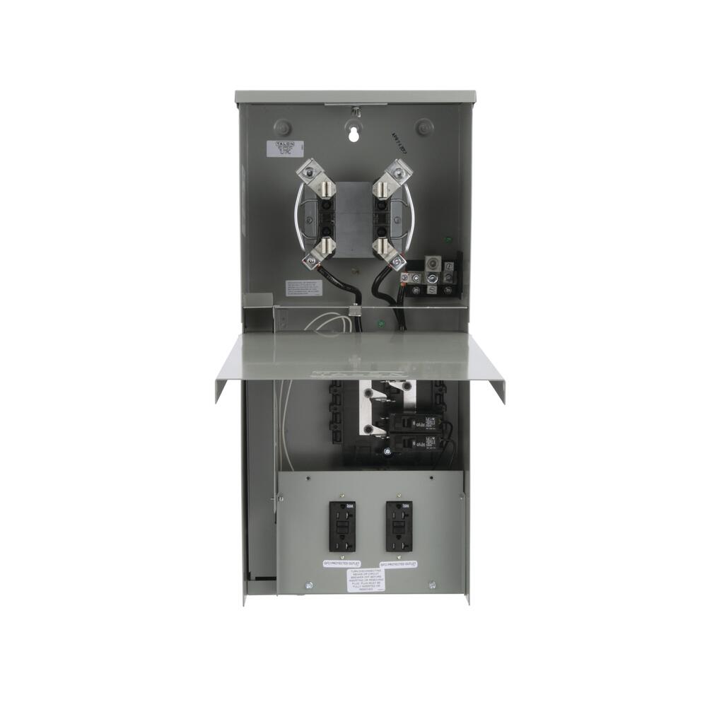 Siemens TL77NT Temporary Power Outlet Panel with Two 20-Amp Duplex Receptacles, Top Feed, Ring Meter Socket