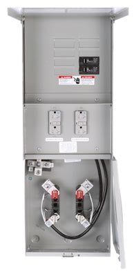 Siemens TL77RB Temporary Power Outlet Panel with Two 20-Amp Duplex Receptacles, Bottom Feed, Ringless Meter Socket