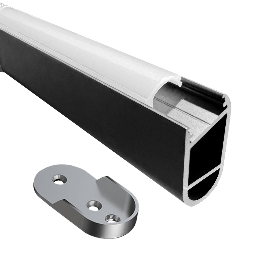 ABBA AP16F Black Aluminum Profile Wardrobe Rail - 80 Feet - Sonic Electric