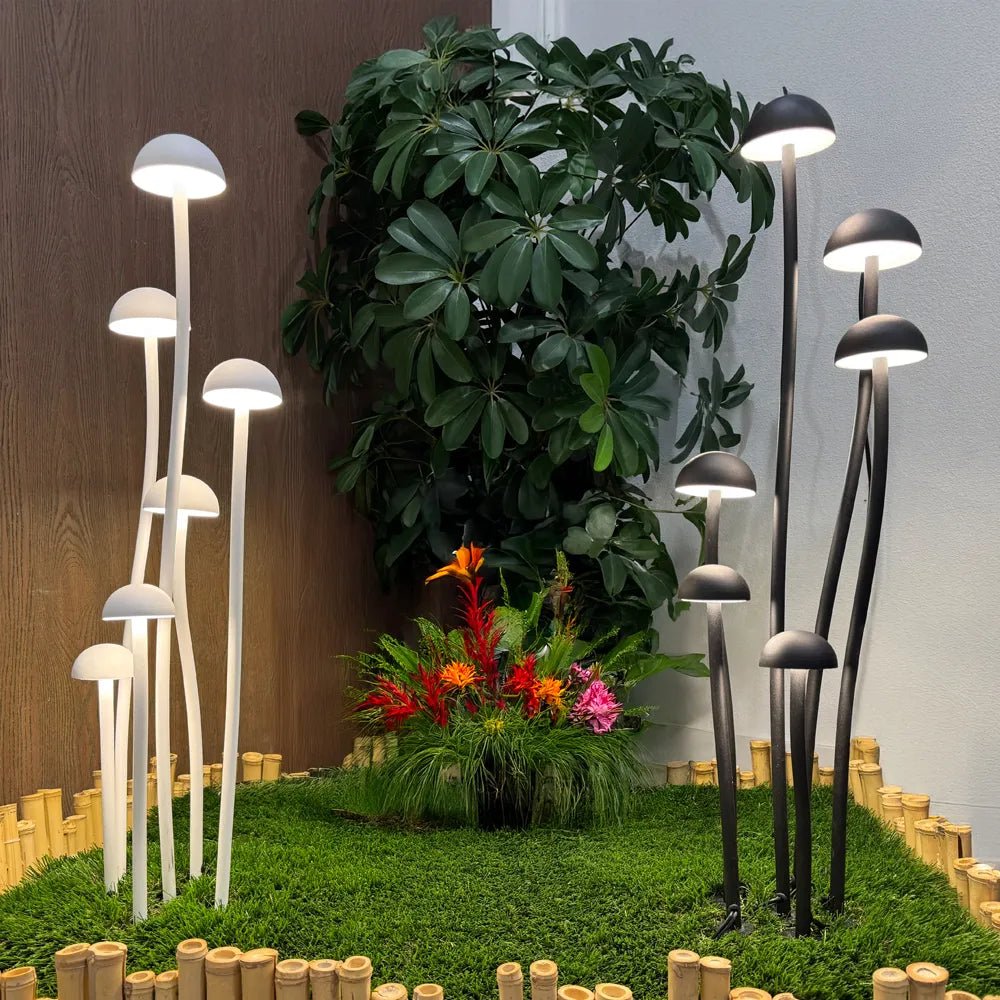 ABBA CDPA71 6 - Piece Integrated Mushroom Aluminum LED Path Light Set - 3000K, Warm White - Sonic Electric