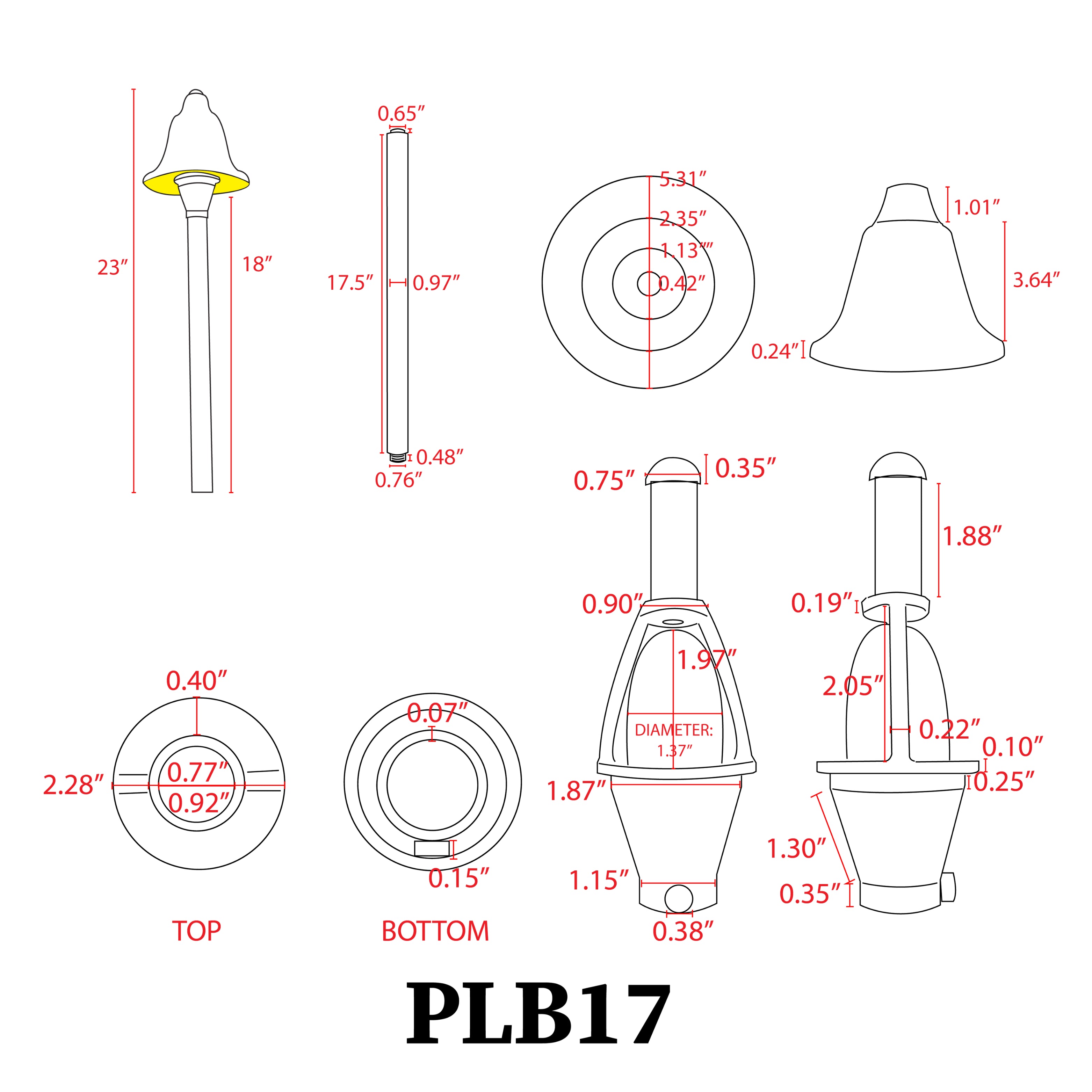 ABBA PLB17 Architectural Brass LED Path Light - Sonic Electric