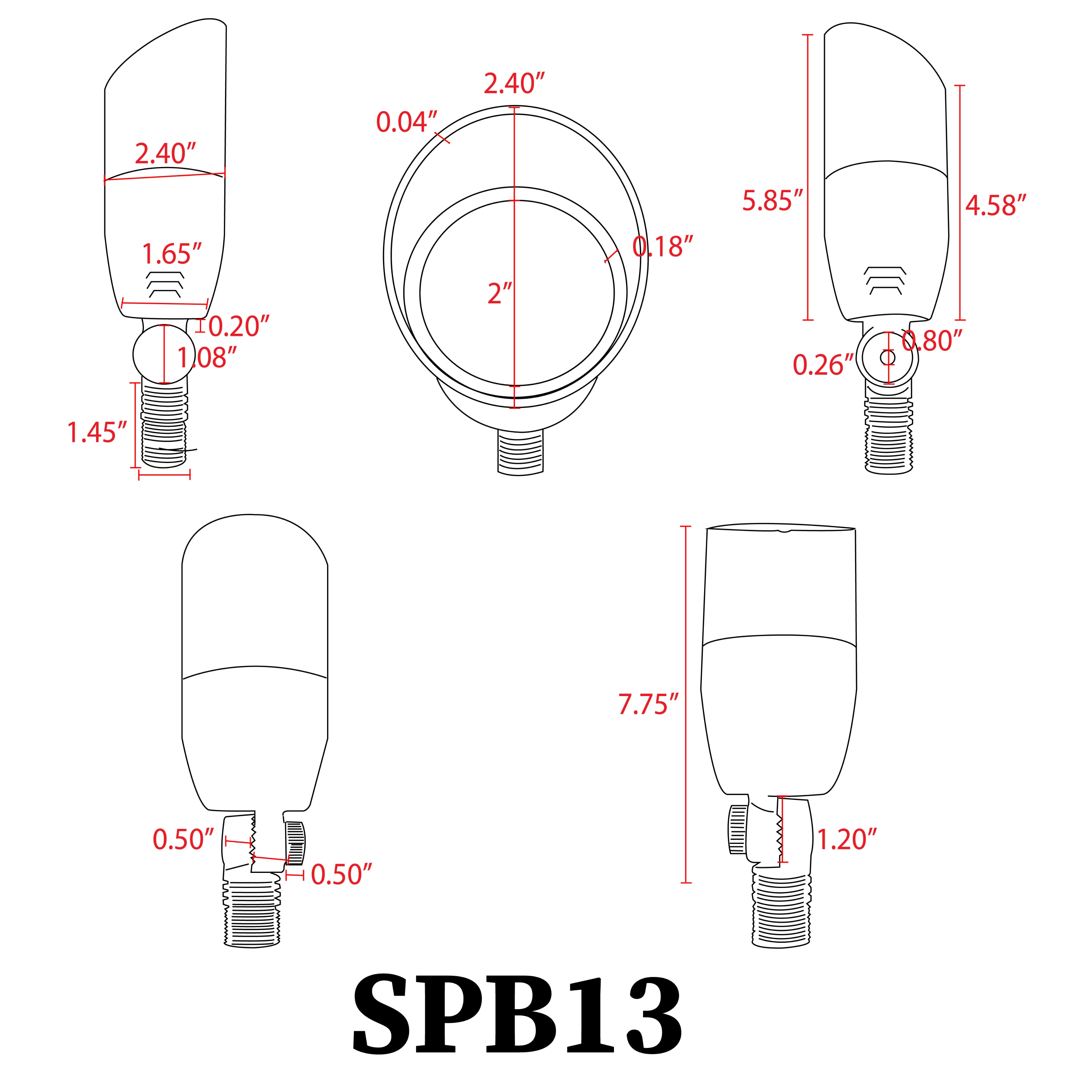 ABBA SPB13 Architectural Brass Adjustable Wattage LED Spot Light - Sonic Electric