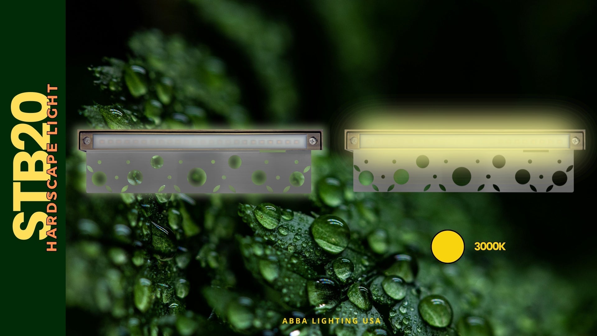 ABBA STB20 12V 4W Integrated Brass Hardscape Edge Light - 270 Lumens, 3000K, Warm White - Sonic Electric