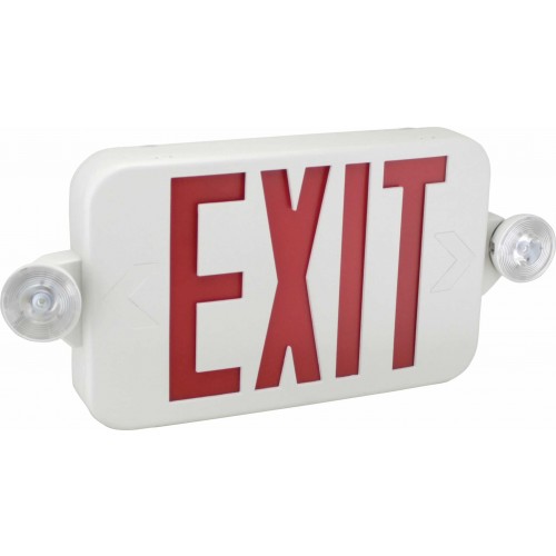 Orbit EECMPL-W-R Micro Two Round Head LED Exit & Emergency Combination, White Housing, Red Letters