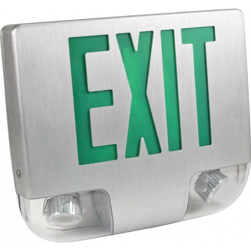 Orbit EESLA-LED-B-A-1-G LED Die-Cast AL Emergency & Exit Combination, Black Housing, Aluminum Faceplate, 1 Face, Green Letters
