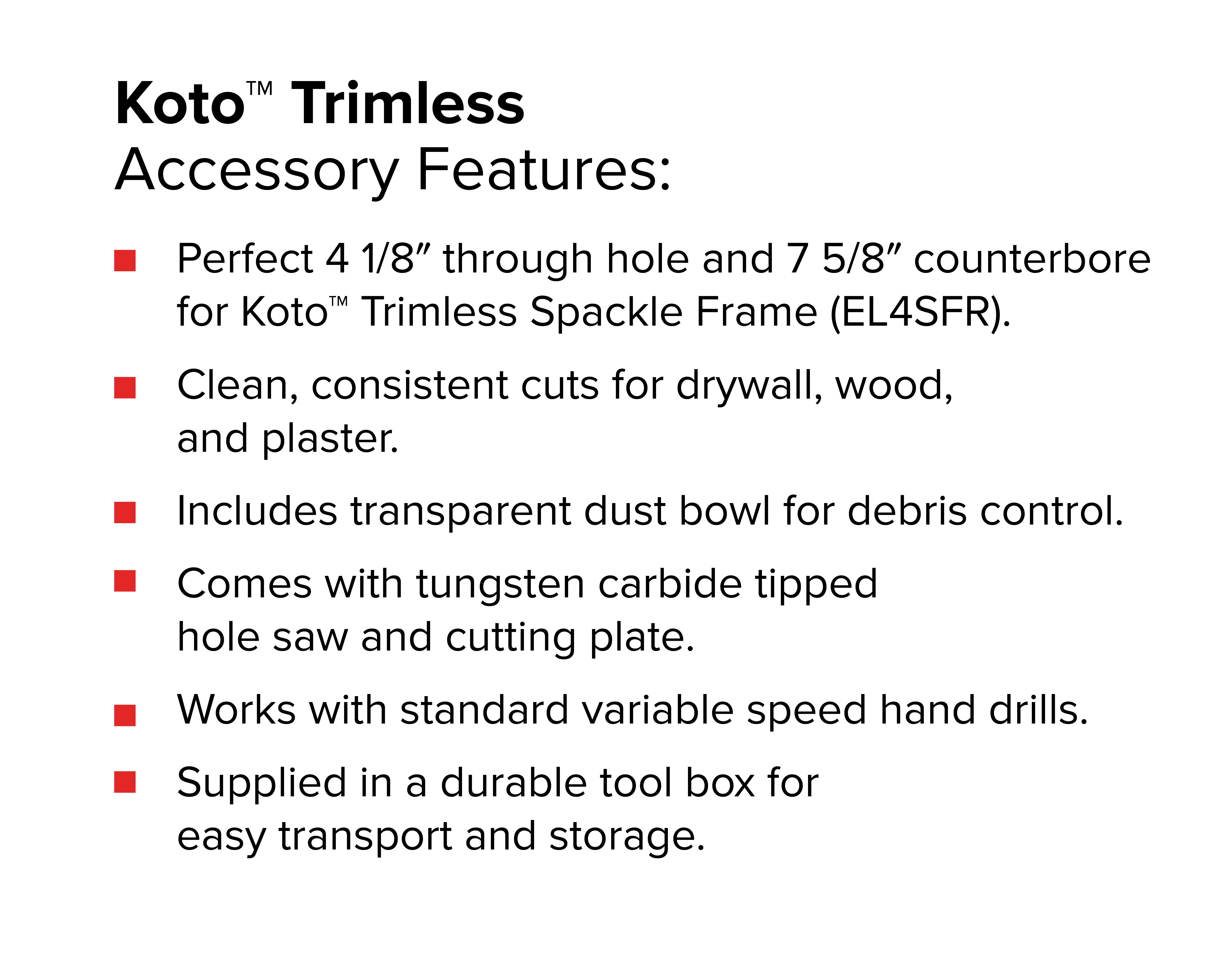 Elco EL4500 4" Trimless Adjustable Hole Saw for Trimless Spackle Frames - Sonic Electric