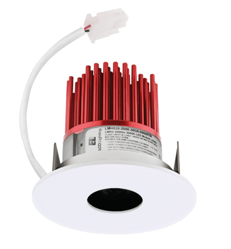 Elco Lighting E329C1027B2 3" LED Light Engine with Pinhole Trim 11W, 2700K, 1000lm, Beam Angle 60° - Black with White Trim Finish - Sonic Electric