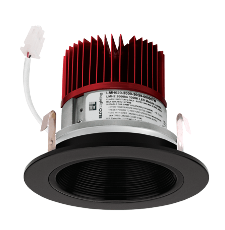 Elco Lighting E414C1630BB2 4" LED Light Engine with Baffle Trim, 18W, 3000K, 1600lm, Beam Angle 60°, Gen 2 - Black Finish - Sonic Electric