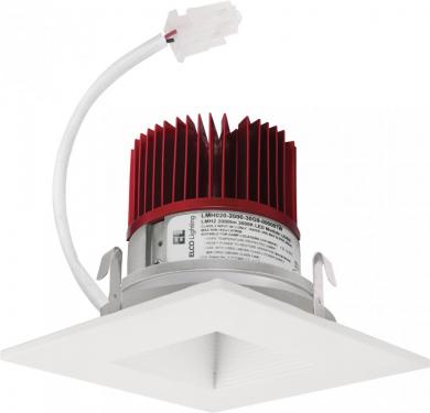 Elco Lighting E415C1227W2 4" LED Light Engine with Square on Square Baffle Trim 2700K, 12.88W, 1250LM - White Finish - Sonic Electric