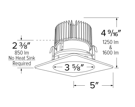 Elco Lighting E420C12SDBB 4" LED Light Engine with Square Reflector Trim 12.88W, Sunset, 1250lm, Beam Angle 60° - Black Finish - Sonic Electric