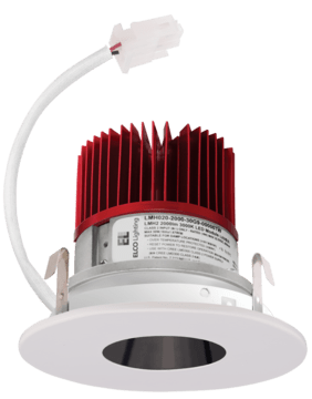 Elco Lighting E429C1230B2 4" LED Light Engine with Pinhole Trim, CCT 3000K, 1250lm, Beam Angle 60 Degree - Black with White Trim Finish - Sonic Electric