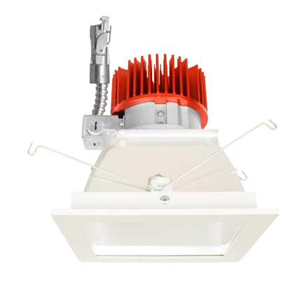 Elco Lighting E440L2035H2 4" Square Reflector LED Light Engine Trims 21.6W, 3500K, 2000lm - Haze with White Trim Finish - Sonic Electric