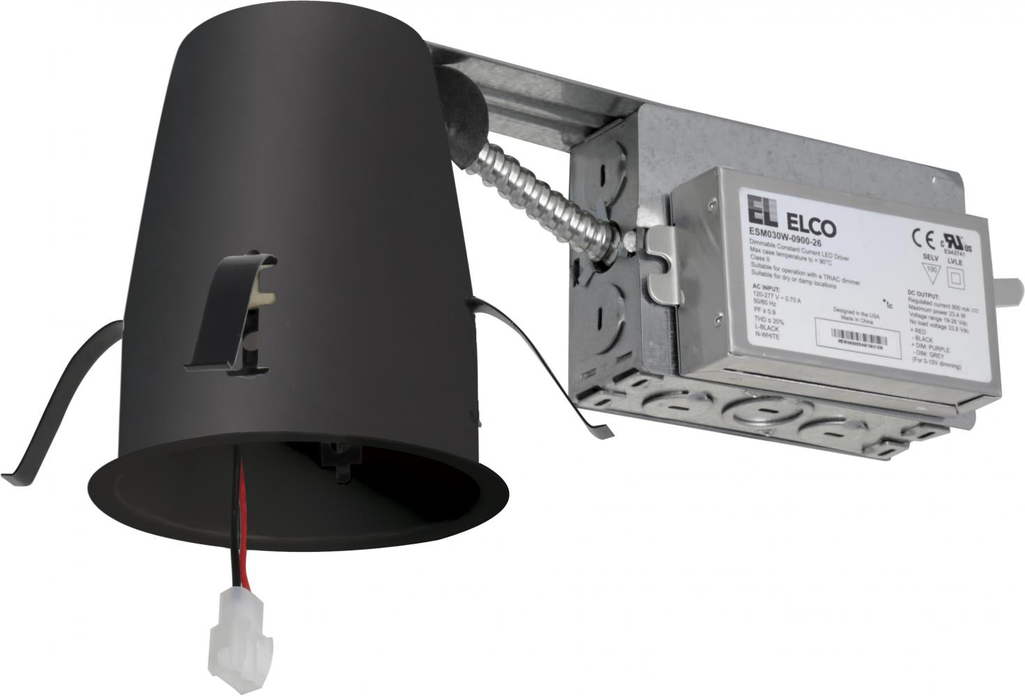 Elco Lighting E4LRC16 4" Cedar System Non - IC Remodel Housing w/Driver, 1600LM - Sonic Electric