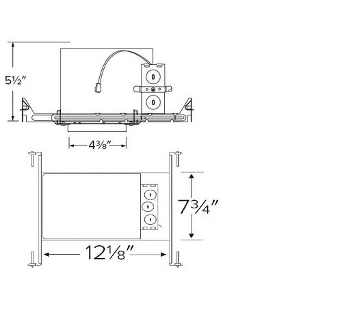 ELCO Lighting E4TL12ICA 4 Inch Trimless Cedar System New Construction IC Airtight Housing w/Driver 1200 Lumens Triac/ELV 120V - Sonic Electric