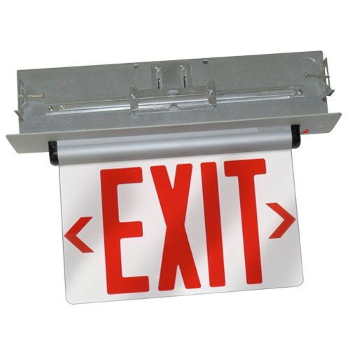 ELCO Lighting EDGREC2R Recessed LED Edge Lit Exit Sign Red Letters, Double Face - Red Finish - Sonic Electric