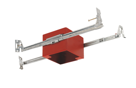 Elco Lighting EJB44ICA 4" Square IC Airtight Junction Box with Hanger Bars for Fire Rated Ceilings - Red Finish - Sonic Electric