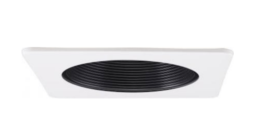 Elco Lighting EL2393B 3 - Inch Square on Round Phenolic Baffle Trim, White Ring With Black Baffle Finish - Sonic Electric