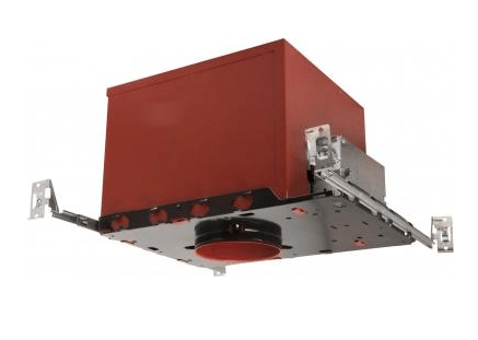 Elco Lighting EL49FICA - GU10 4" Fire Rated New Construction Housing, Lamp Type GU10, 35W, 120V - Red Finish - Sonic Electric