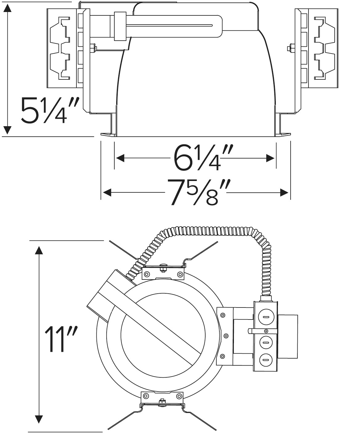 ELCO Lighting ELH7226E 7 Inch Architectural CFL Horizontal Downlight 52W 120/277V - Sonic Electric