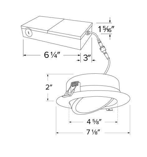 Elco Lighting ERT613CT5DXW 6" LED Recessed Gimbal Downlight with 5 - CCT Switch, 900lm - White Finish - Sonic Electric