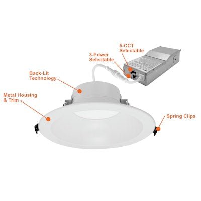 Envision LED - CMDEX - 6 - 3M24 - 5CCT - CUNV - 12W - 27K, 120 - 347V, 6" Commercial Downlight CMD - Line - White - Sonic Electric
