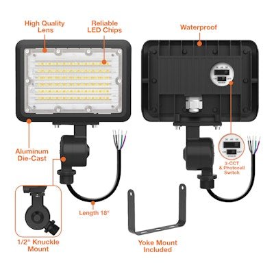 Envision LED - FL - 30W - TRI - BL - KNYK - PC, 120 - 277V, Mini Area Floodlights XS - Line - Black - Sonic Electric