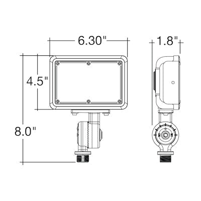 Envision LED - FL - 30W - TRI - BL - KNYK - PC, 120 - 277V, Mini Area Floodlights XS - Line - Black - Sonic Electric