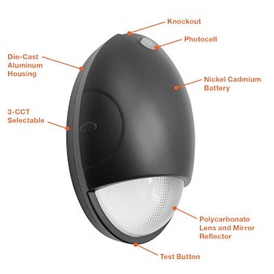 Envision LED - WPE - 15W - TRI - PC - BL - EMB, 120/277V, Slim Wall Pack EGG - Line - Black - Sonic Electric