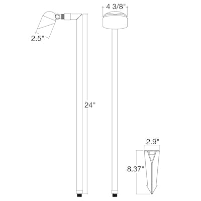 Envision PL - S - 24 - BR - ORB - 12V Path Light Spot Style 24" Height - Oil Rubbed Bronze - Sonic Electric
