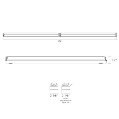 Envision T8 - 8FT - 4/2L - STRIP, 8 ft T8 2 or 4 lamp strip fixture (double sided connection), 8 FT T8 Strip Fixture - White - Sonic Electric